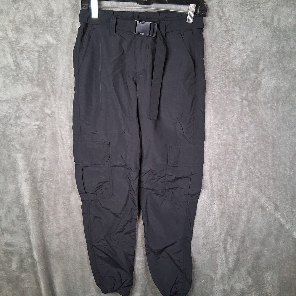 Ninth Hall Cargo Pants Women's XS Black Elastic Waist Buckle‎ Tapered  Mid-Rise